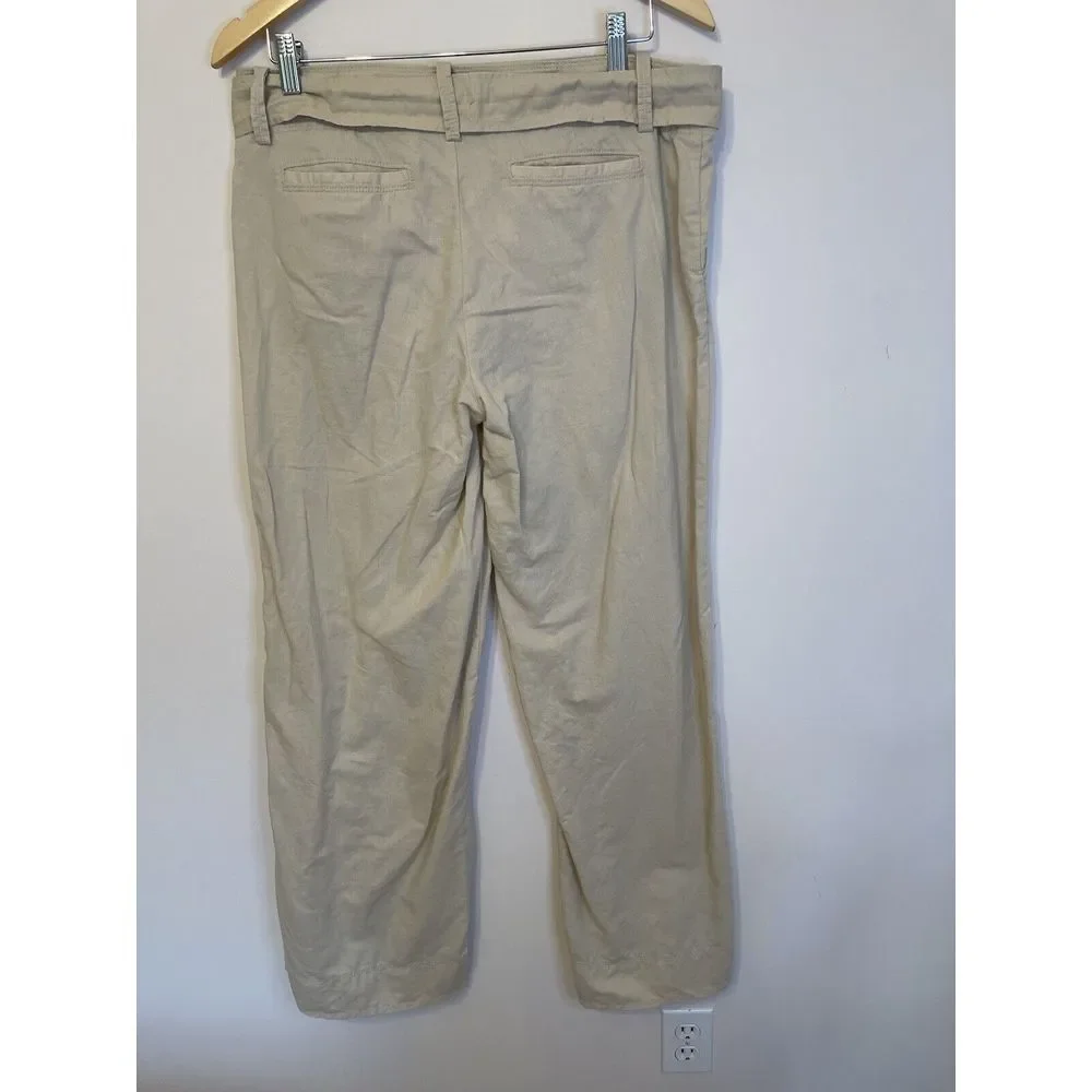 Banana republic Womens Pants The Martin‎ Linen Cotton Belted Size 10 Cool Career